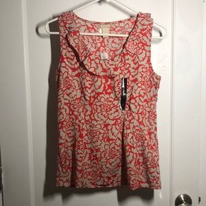 banana republic pink and cream patterned work blouse